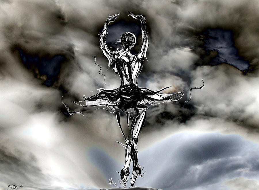 Silhouette Storm Dancer Digital Art by Abstract Angel Artist Stephen K