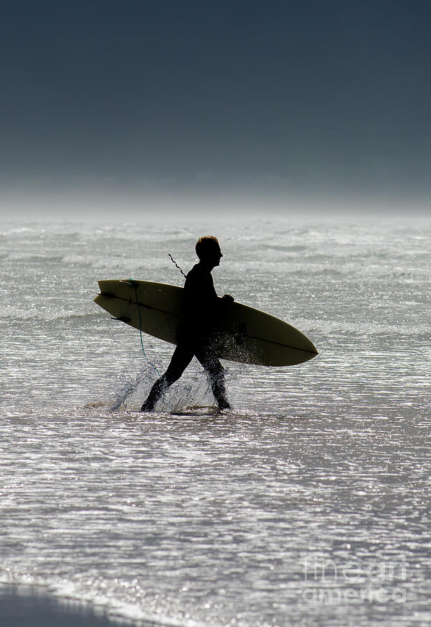 Silhouette Surfer at Beach Photograph by Andreas Berthold