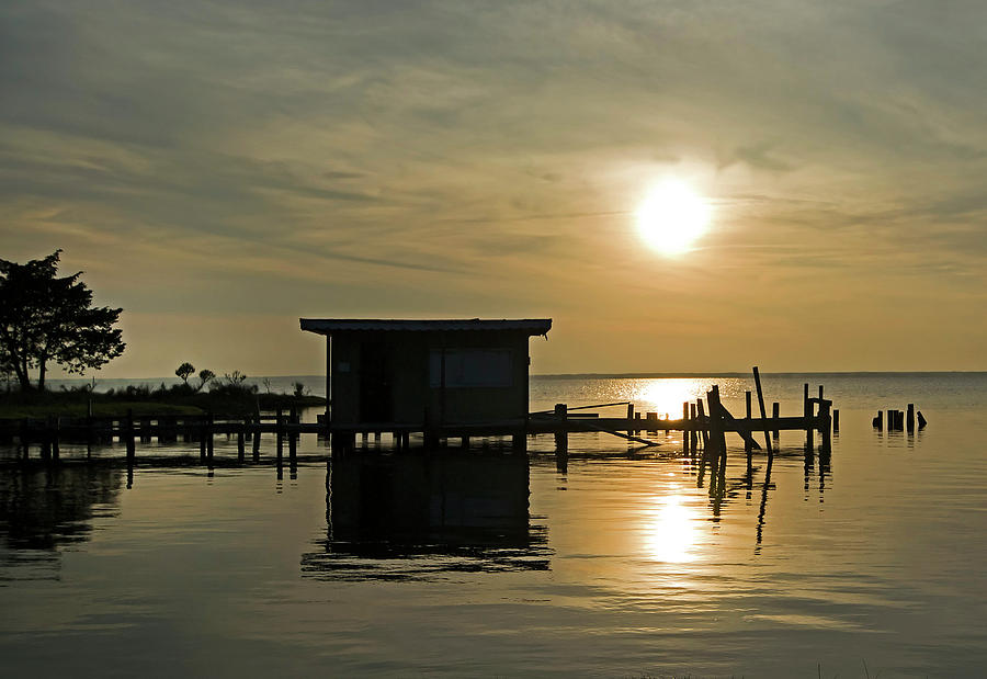 Silhouetted Boat Dock - Assateague Island National Seashore - Maryland Photograph by Brendan Reals