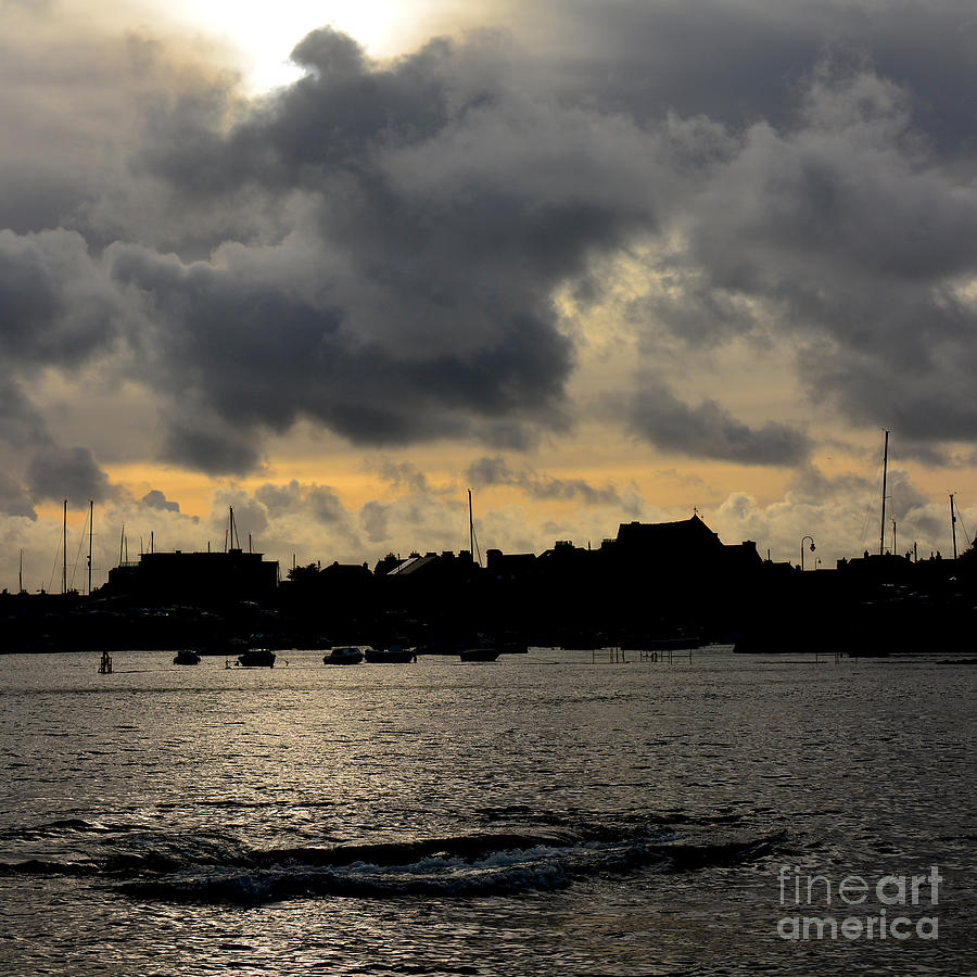 Silhouetted harbour at Port St Mary Photograph by Paul Davenport