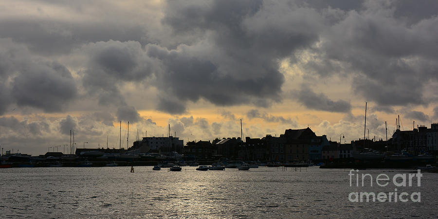 Silhouetted harbour at Port St Mary. v2 Photograph by Paul Davenport