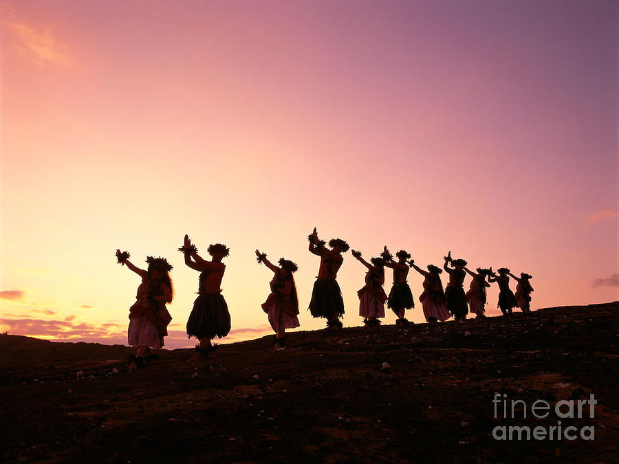 Silhouetted hula dancers Photograph by Carl Shaneff - Printscapes