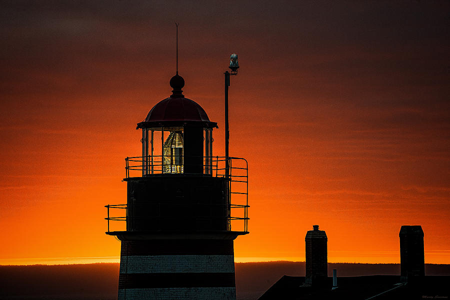 Silhouetted West Quoddy Head Lighthouse Photograph by Marty Saccone