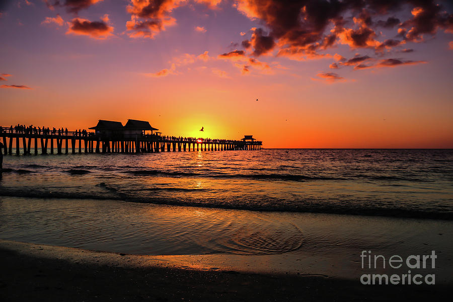 Silhouettes on Naples Pier at sunset Photograph by Claudia M Photography