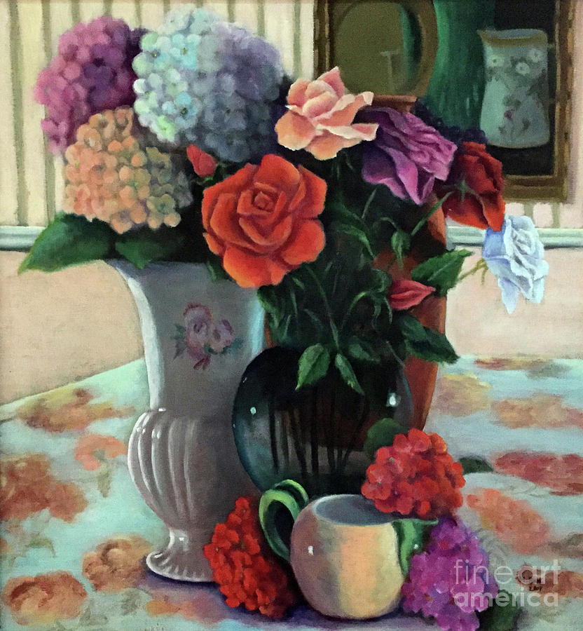 Silk Flowers Painting by Marlene Book