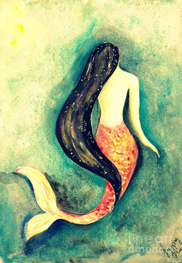 Silk mermaid Painting by Sweeping Girl - Fine Art America