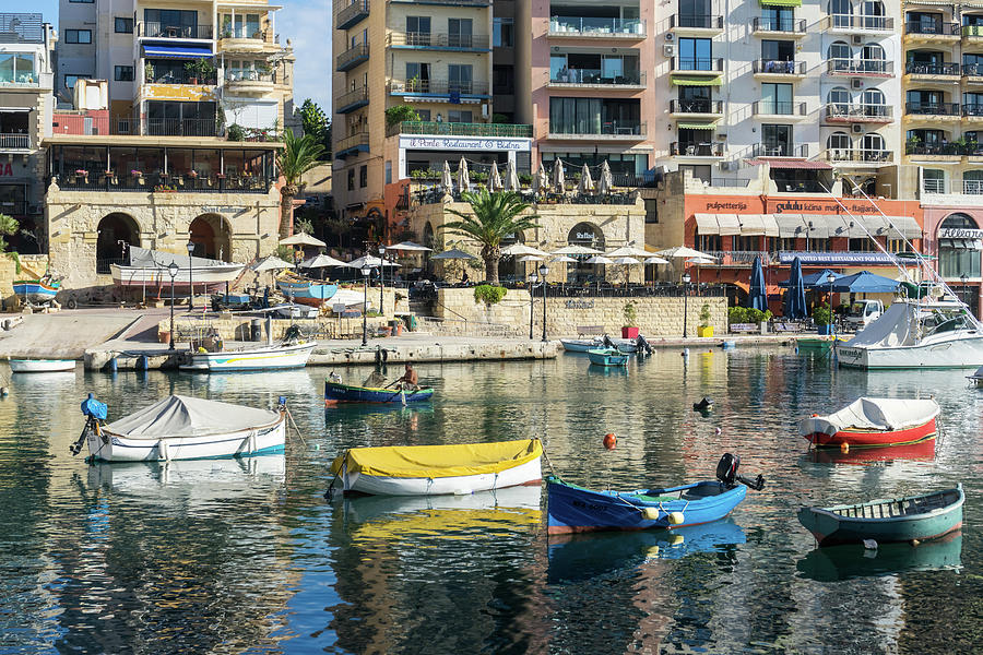 Silky Mediterranean Colors - Saint Julians Waterfront in Malta Photograph by Georgia Mizuleva