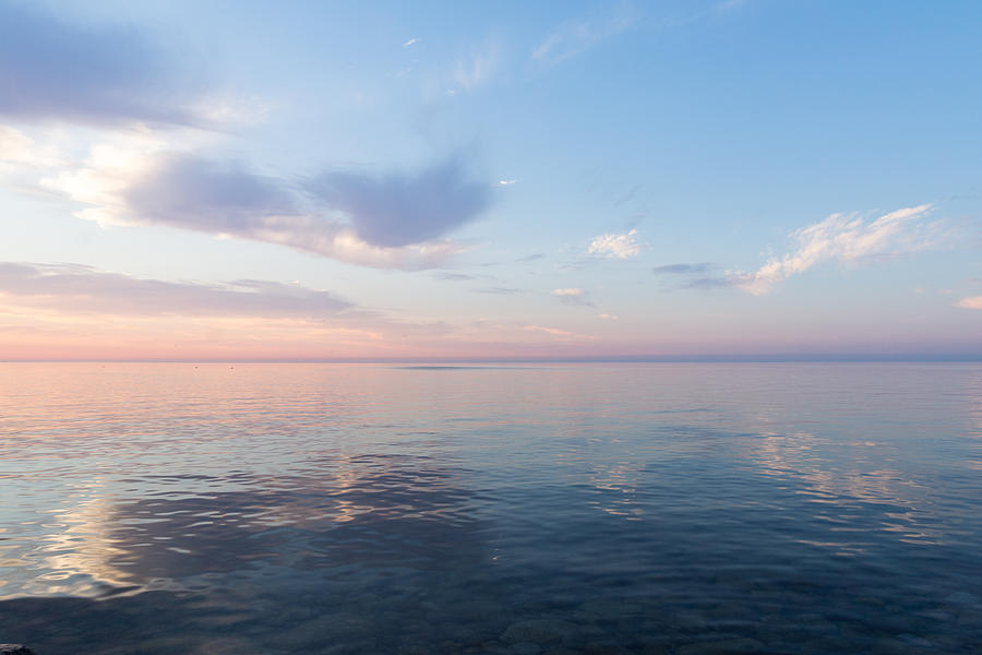 Silky Satin on the Lake - Blue and Pink Serenity Photograph by Georgia Mizuleva