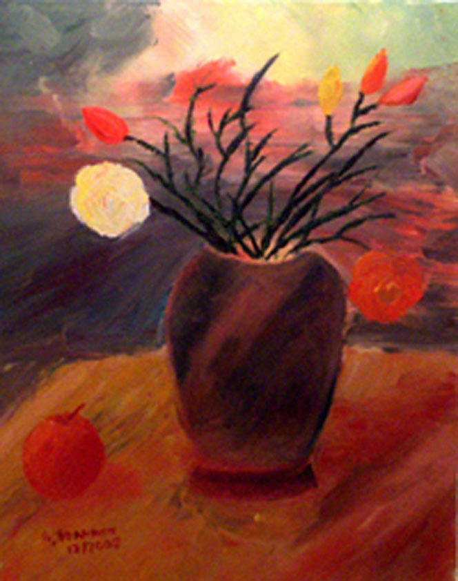 Sill Life With Vase And Flowers Painting by Vasilis Ioannou Sill Life With Vase And Flowers Painting by Vasilis Ioannou