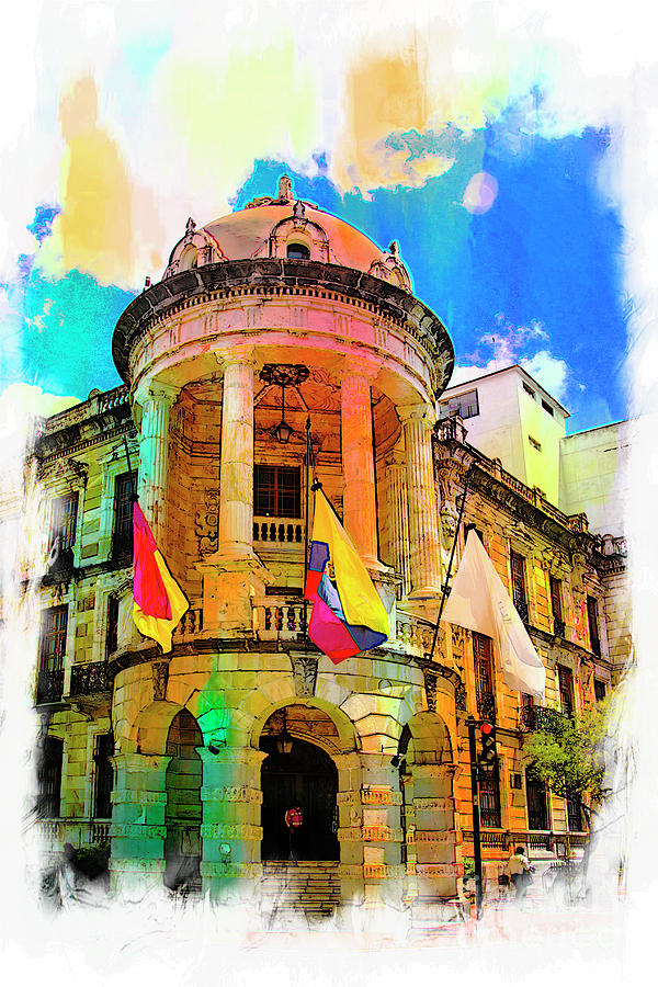 Flag Photograph - Silly Hall, Cuenca, Ecuador by Al Bourassa