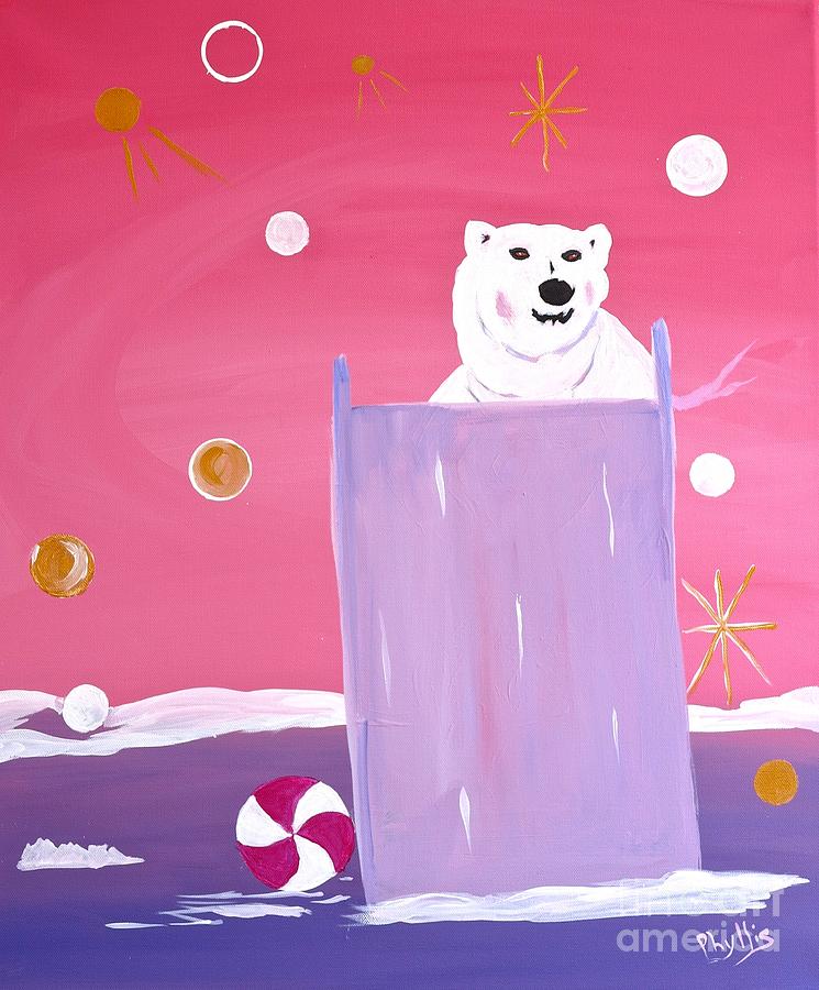 Silly Polar Bear Fun Painting by Phyllis Kaltenbach