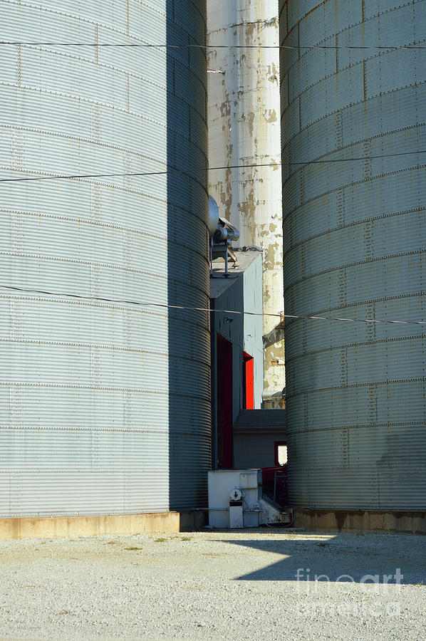 Silos With Red Door Photograph