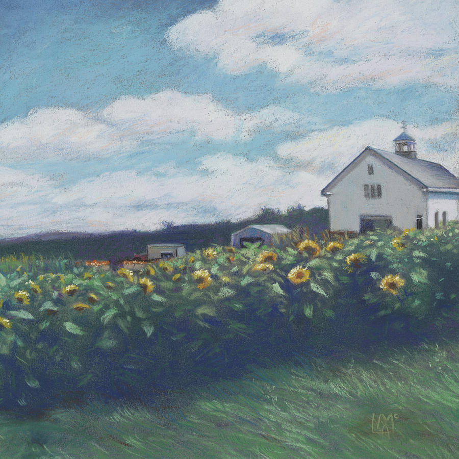 Summer Painting - Silsby Farm Sunflowers by Leslie Alfred McGrath