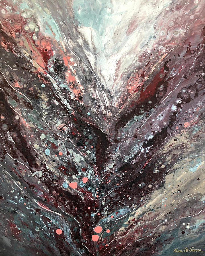 Silver and Burgundy Painting by Gina De Gorna