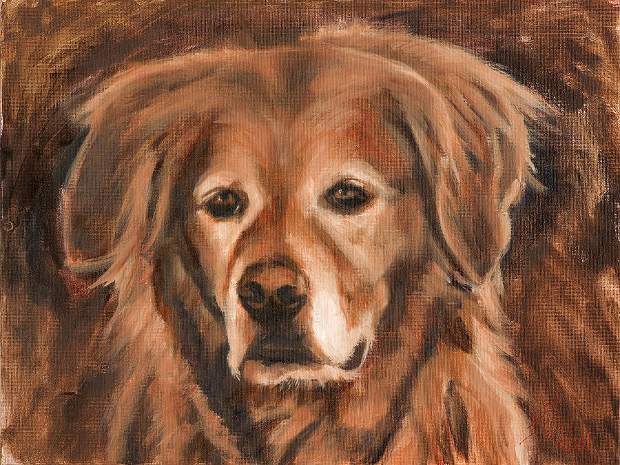 Golden Retriever Painting - Silver and Gold by Billie Colson