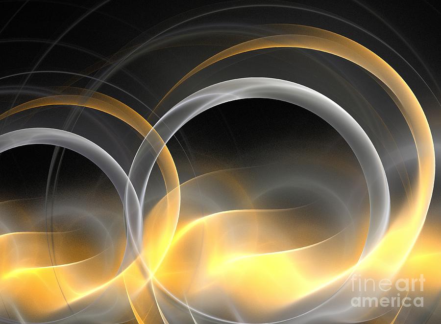 Abstract Digital Art - Silver and Gold Rings by Kim Sy Ok