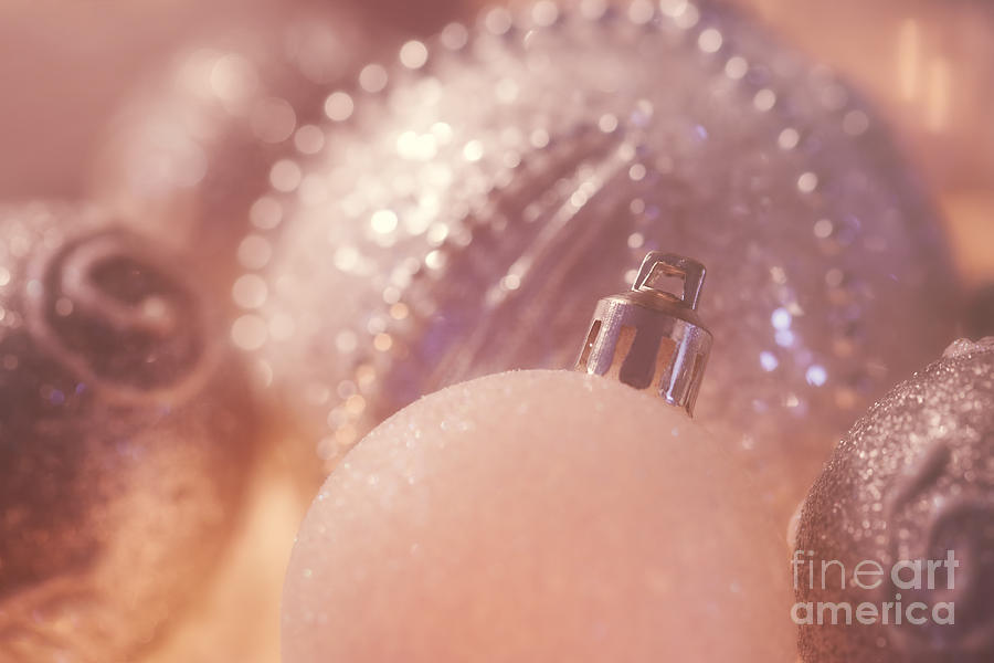 Silver And White Christmas Baubles Photograph