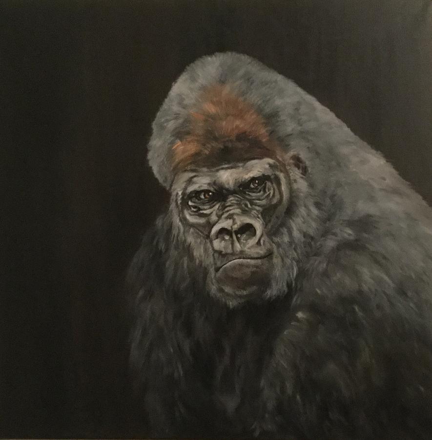 Silver Backed Gorilla Painting by Jean Walker