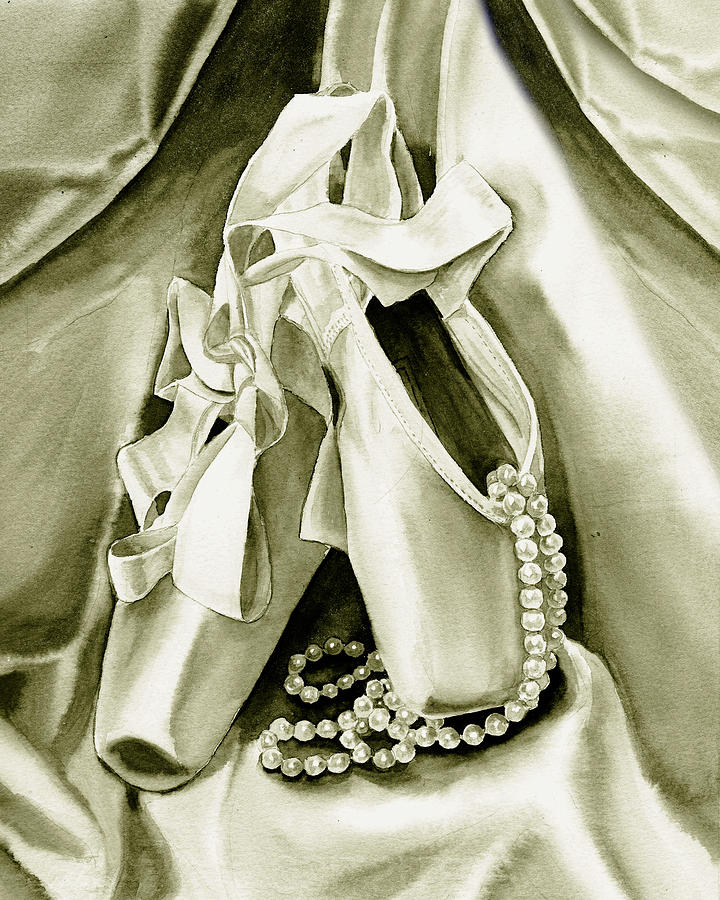 Silver Ballet Shoes Painting by Irina Sztukowski