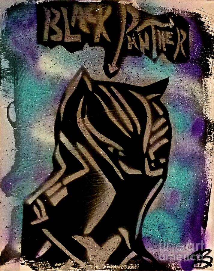 Silver Black Panther Head Painting