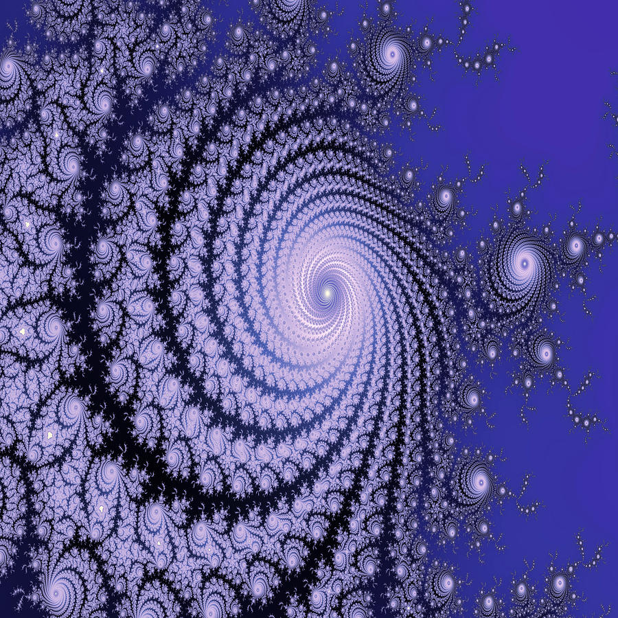 Silver Blue Swirls Digital Art