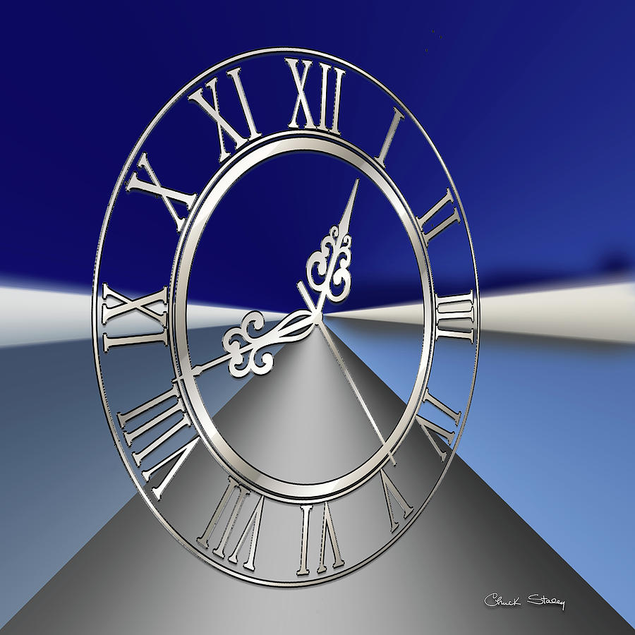 Silver Clock 3 D Digital Art by Chuck Staley