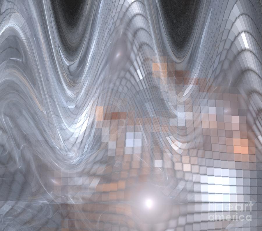 Winter Digital Art - Silver Cube Waves by Kim Sy Ok