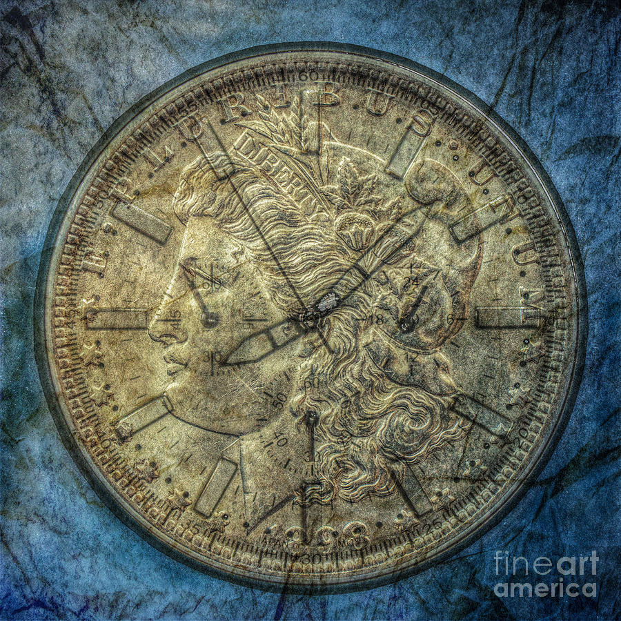 Silver Dollar Clock Digital Art by Randy Steele
