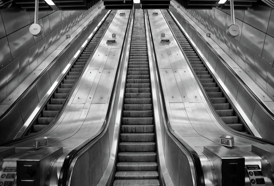 Silver escalators at Tottenham Court Road in London Photograph by ...