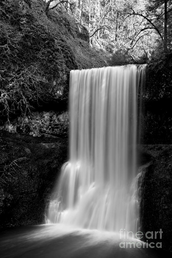 Silver Falls Lower South Black And White Photograph by Adam Jewell