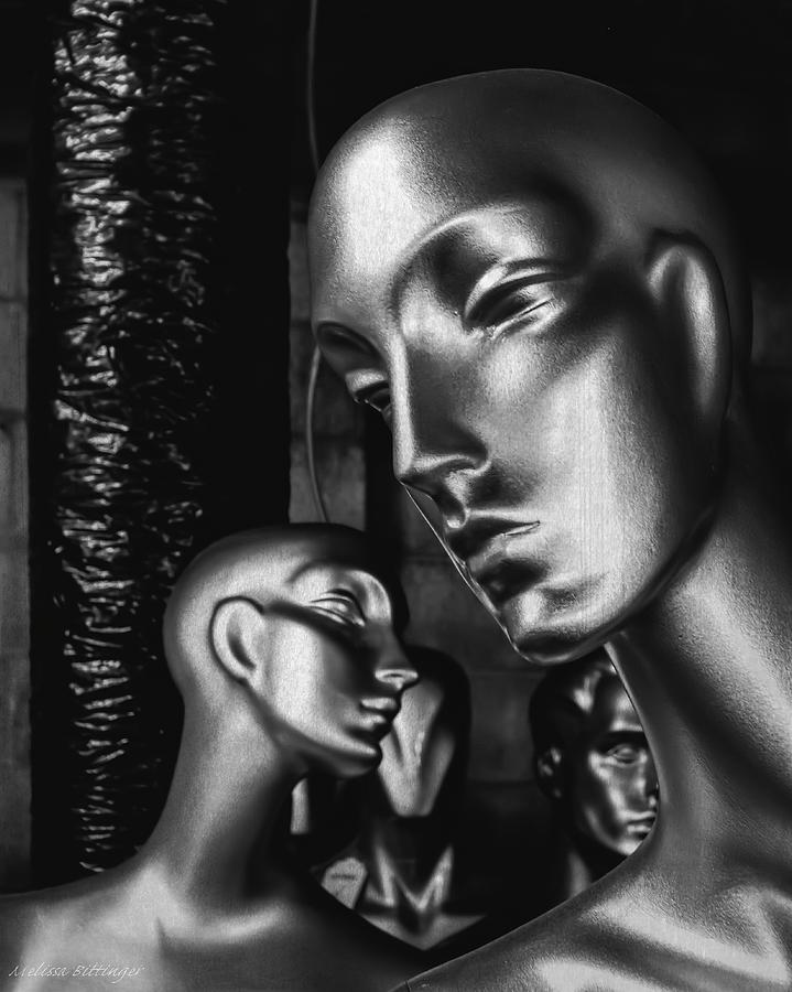 Silver Ghosts Mannequin Still Life Black and White Photograph by Melissa Bittinger