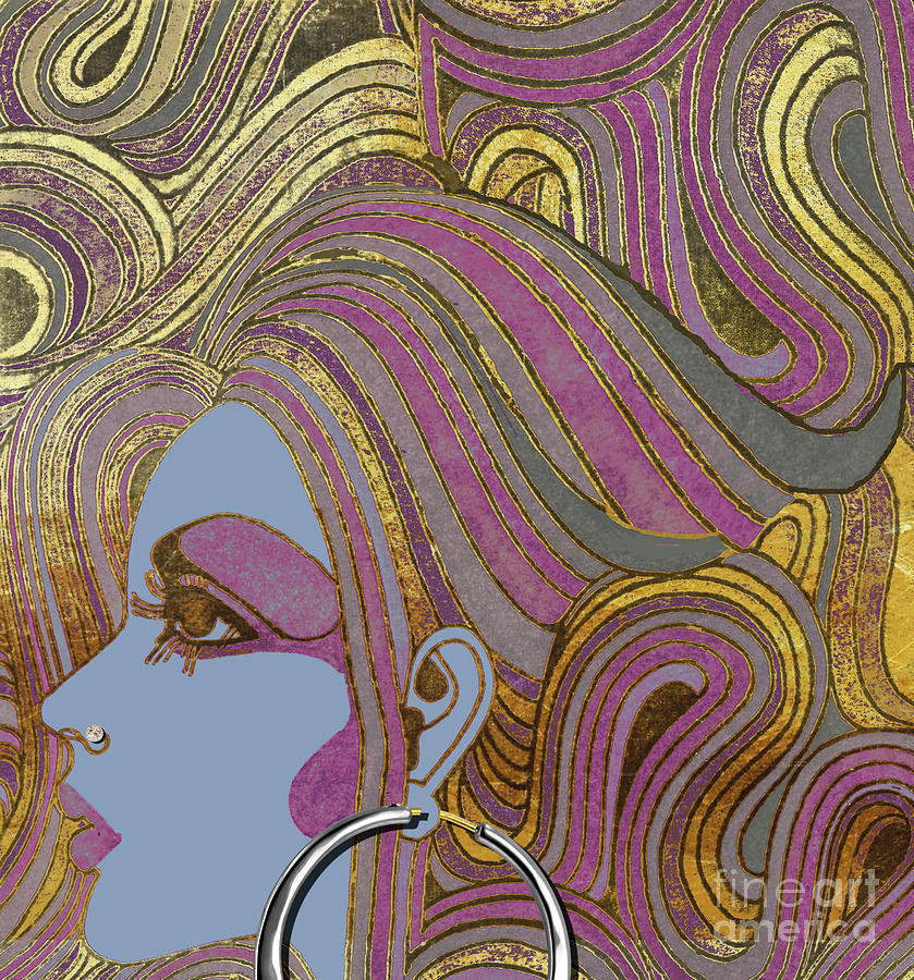 Retro Fashion Painting - Silver Hoop Retro Fashion Girl by Mindy Sommers
