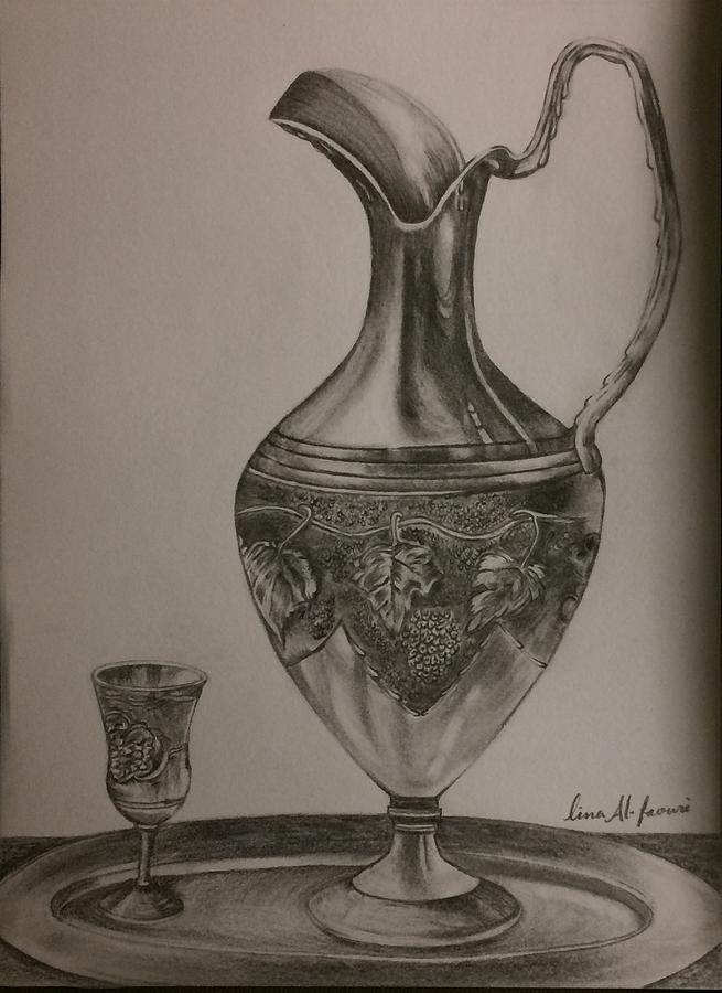 Silver jug Drawing by Lina Faouri - Fine Art America