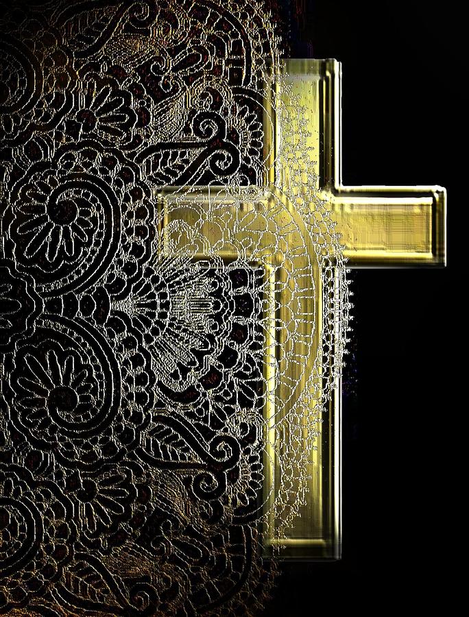 Silver lace cross Digital Art by Tatjana Drobni - Fine Art America