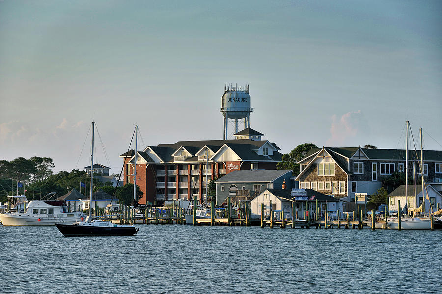 Boat Photograph - Silver Lake and the Ocracoke Water Tower by Brendan Reals