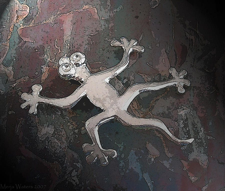 Silver Digital Art - Silver Lizard by Merja Waters Silver Digital Art - Silver Lizard by Merja Waters