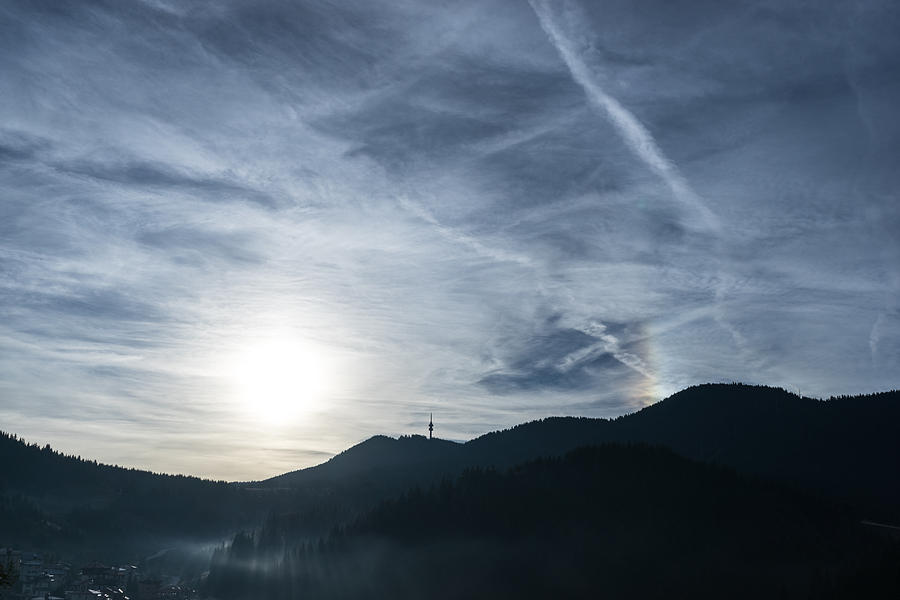 Silver Mist and Rainbow Sundog - A Beautiful Mountain View Photograph by Georgia Mizuleva