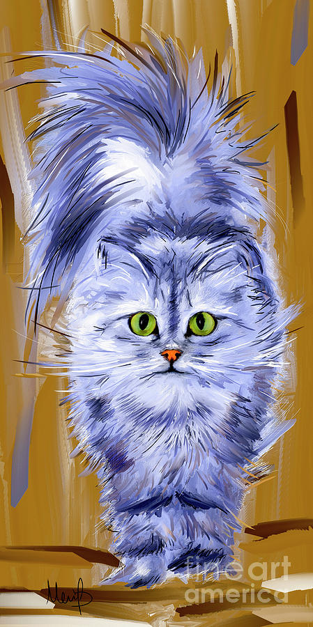 Silver Persian Cat Painting by Melanie D