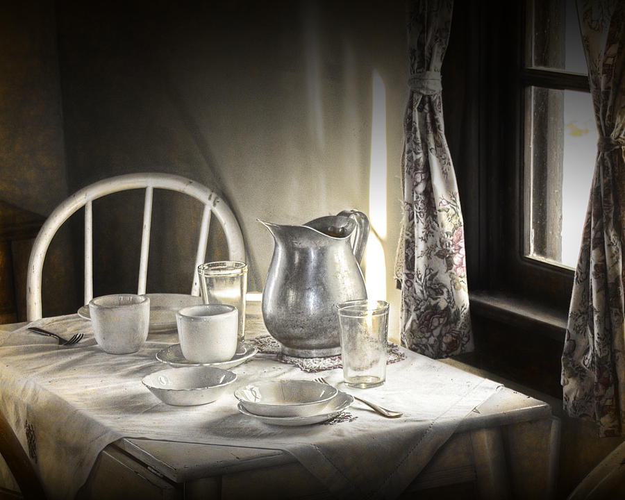 Silver Pitcher in a Vintage Table Setting Photograph by Randall Nyhof