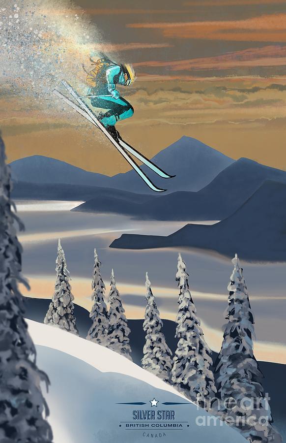 Nature Painting - Silver Star ski poster by Sassan Filsoof