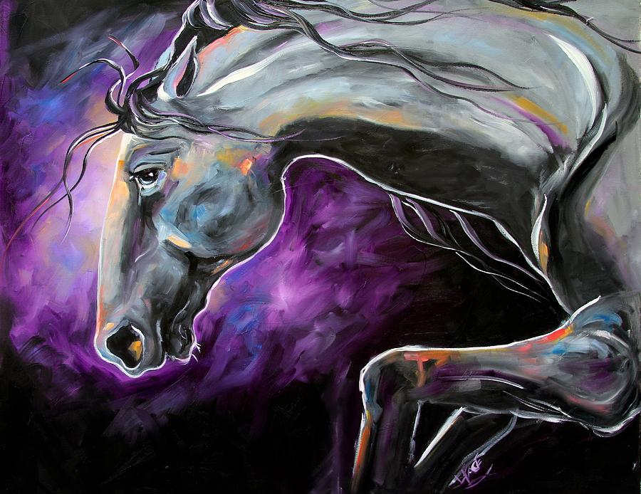 Silver Steed Night Dance Painting by Laurie Pace