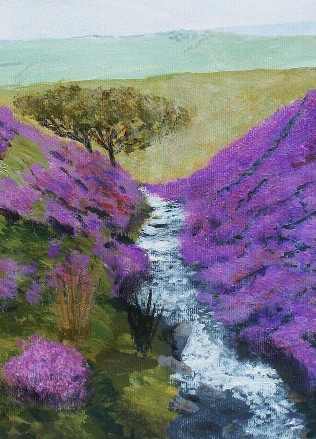 Silver Stream beneath the Heather Painting by Nigel Radcliffe