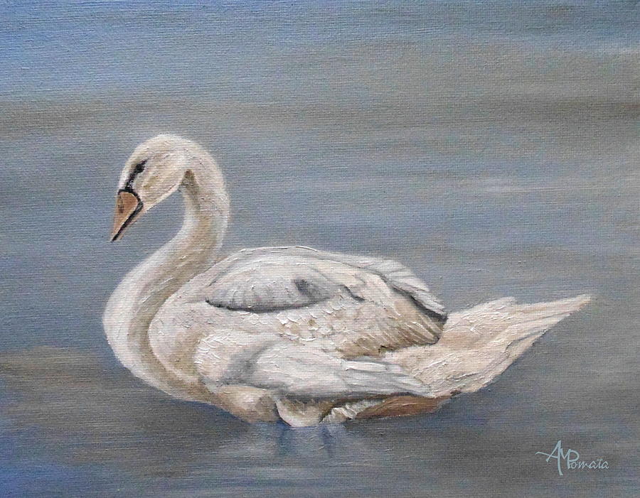 Silver Swan Painting by Angeles M Pomata