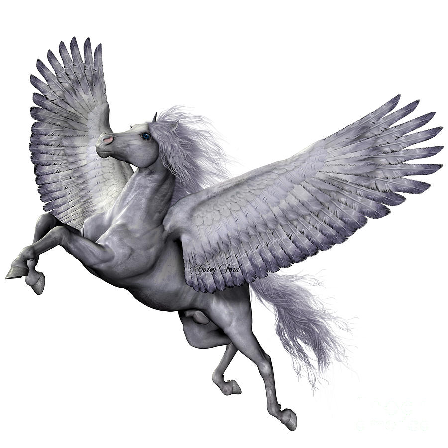 Silver Winged Pegasus Painting by Corey Ford