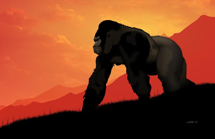 King Kong Digital Art - Silverback Gorilla by John Wills