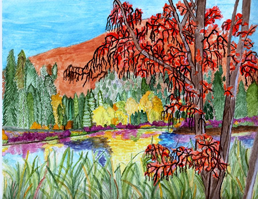 Silverton Oregon lake Painting by Connie Valasco