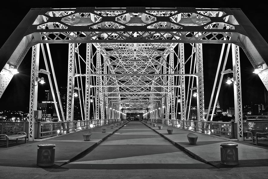 Silvery Pedestrian Bridge of Nashville  Photograph by Frozen in Time Fine Art Photography