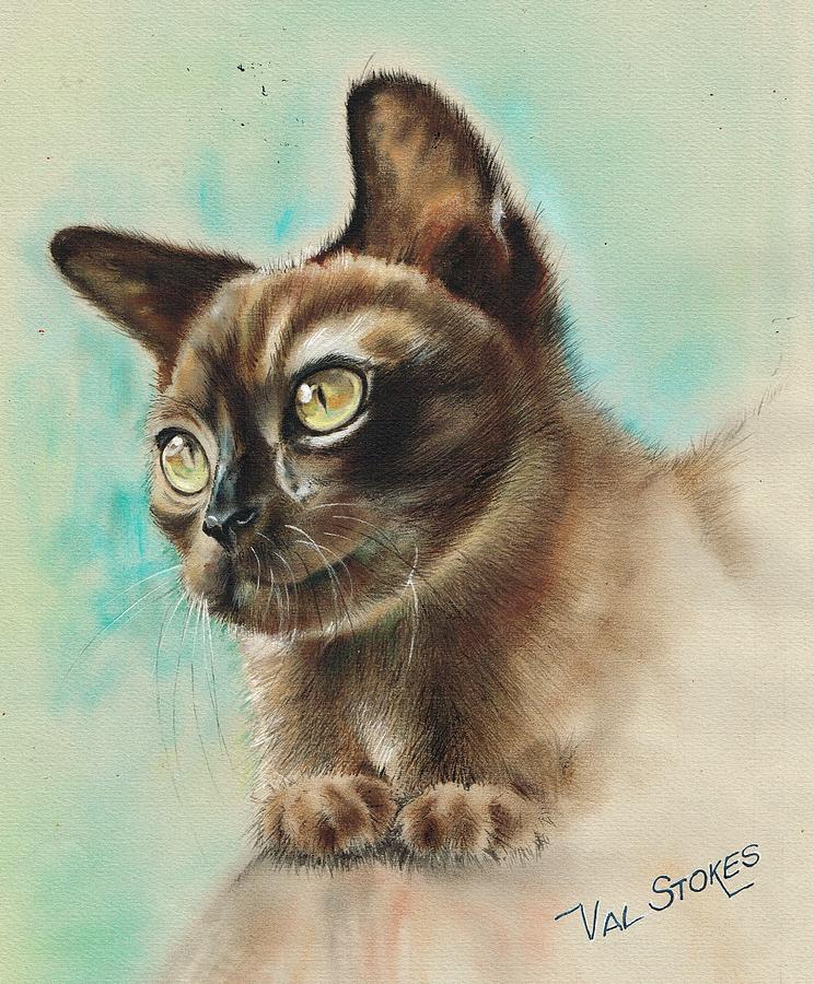Cat Mixed Media - Simba by Val Stokes Cat Mixed Media - Simba by Val Stokes