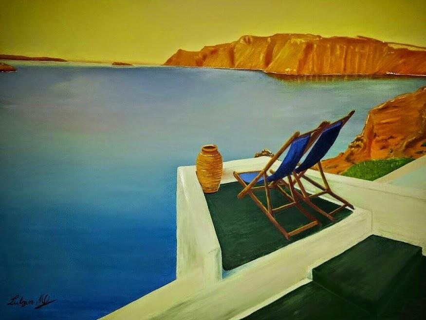 Island Painting - simi island Greece by Lulzim Murati
