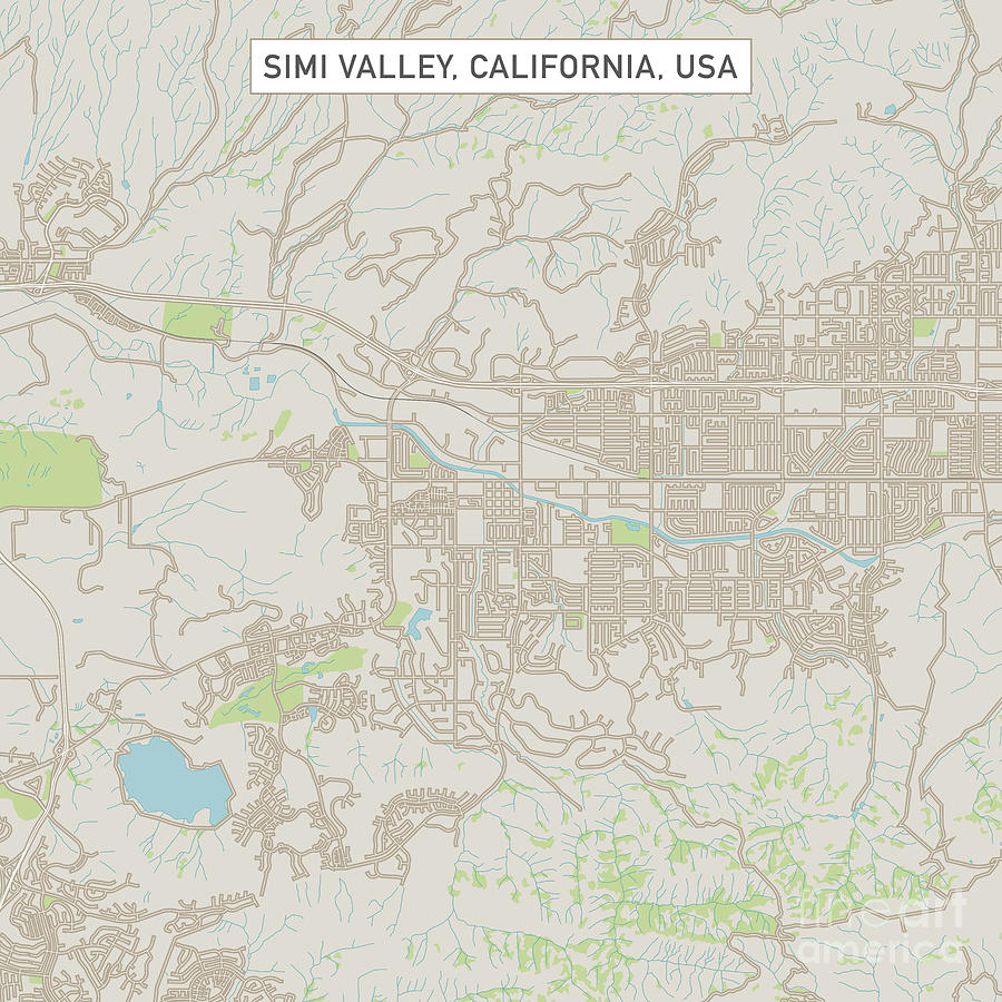 Map Of Simi Valley Simi Valley California Us City Street Map Digital Art By Frank Ramspott